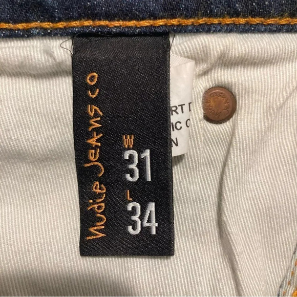 NUDIE Sz 31 x 34  Dude Dan Dry Comfort Dark Button Fly Slim Jeans - Picture 11 of 15